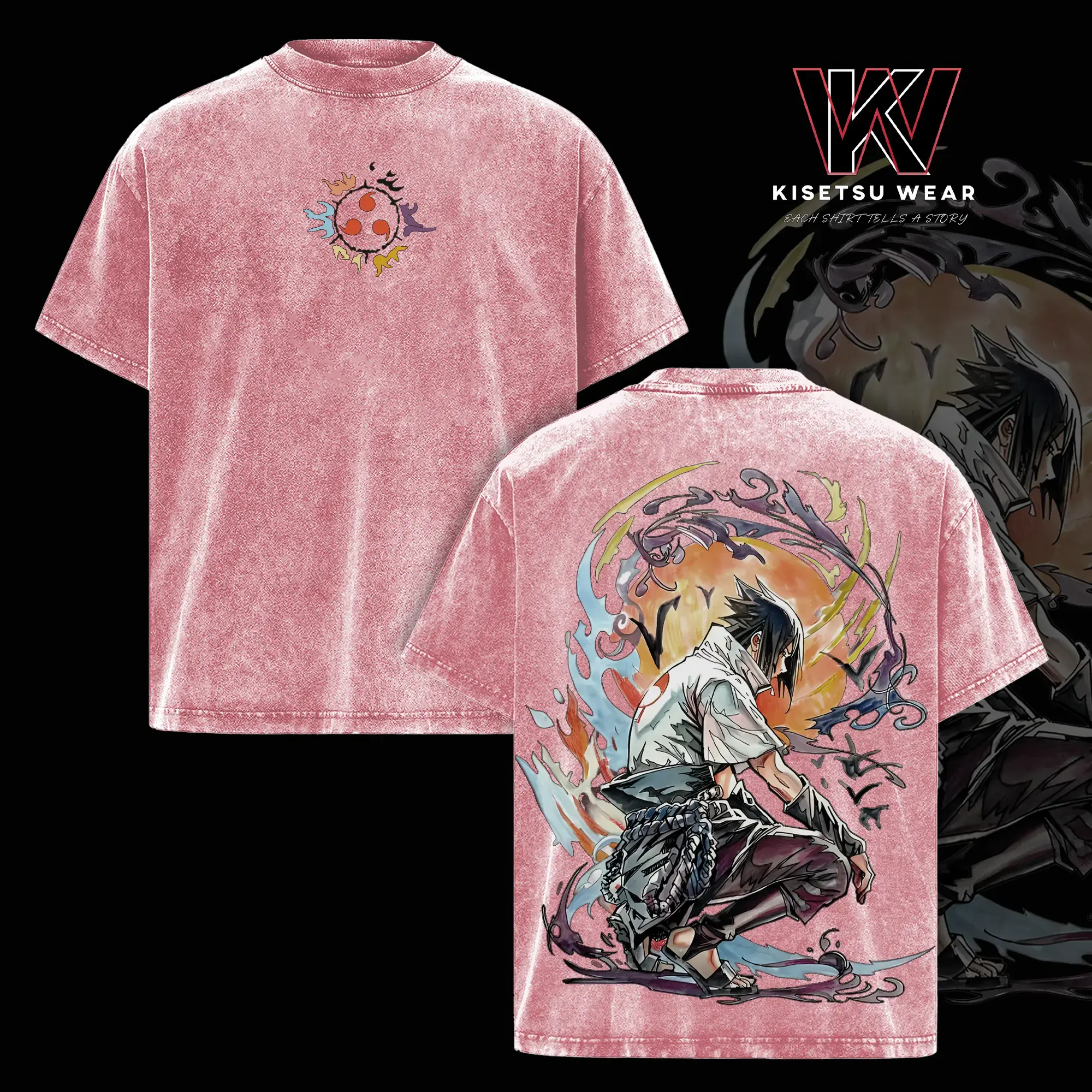 Sasuke Vintage Washed Oversized T-Shirt – Naruto Anime Graphic Tee, Anime inspired Shirt, Streetwear Casual Soft Cotton Apparel, Unisex Top, Gift for Naruto Fans