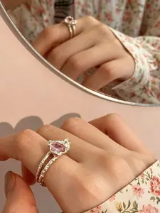 Heart-Shaped Gemstone Ring for Women, Elegant Promise Wedding Band, Valentine's Day Gift, All-Season Jewelry