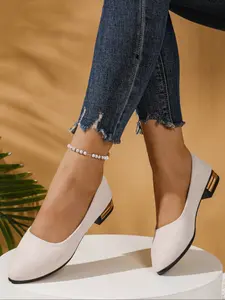 Women's Pointed Toe Comfortable PU Work Shoes, Cute Penny Loafers Slip-On Ballet Flats, Fashion Versatile Office Shoes, Ballerina Flats, Casual Flats