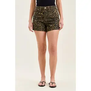 Judy Blue High Waist Rigid Magic Leopard Denim Short 150392