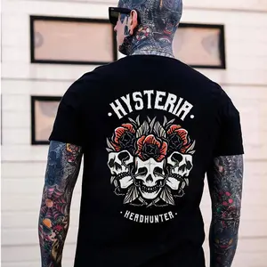 HYSTERIR HERDHUNTER Skull with Flowers Black Print T-Shirt