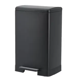 16 Gallon 60L Rustproof Stainless Steel Step-On Trash Can, Large Kitchen Garbage Bin with Soft Close Lid and Removable Inner Bucket for Home Office