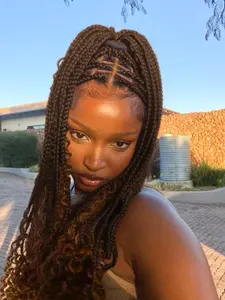 Long Braided Lace Wigs for Women, Gorgeous Fluffy Wigs with Baby Hair, Synthetic Hand-made Box Braids Wig for Party, Daily Use