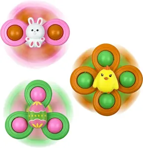3 Pack Easter Basket Stuffers for Toddlers – Suction Cup Spinner Toys for Babies & Kids | Easter Gifts & Party Favors