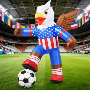 4.9FT 2026 Soccer Themed Lighted Blow Up Eagle Inflatables Patriotic 4th of July Outdoor Decorations for Yard Lawn Garden