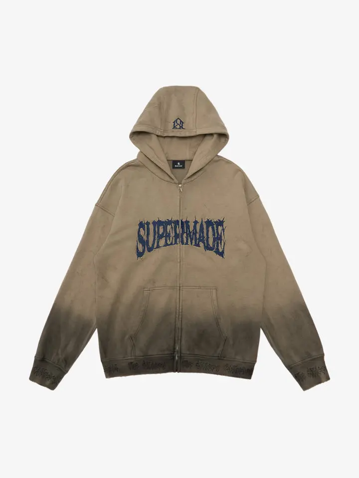 SUPERMADE Thorn Embroidery Zip Hoodie,back to school,back to school shopping