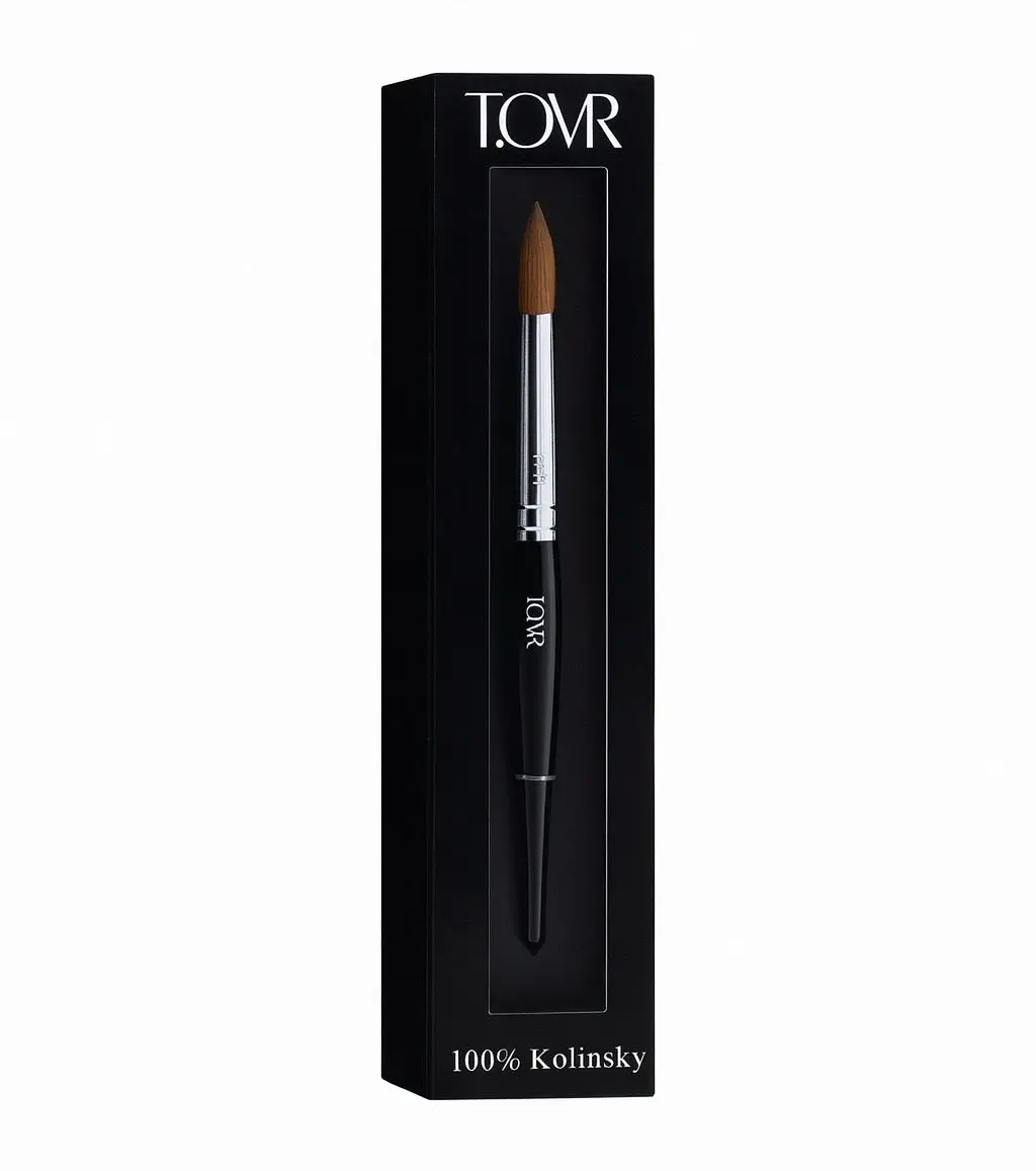 Kolinsky Acrylic Nail Brush, 100% Pure Kolinsky Hair with Tapered Point for Professional Acrylic Sculpting, Pre-Crimped Design in Sizes #10 & #12