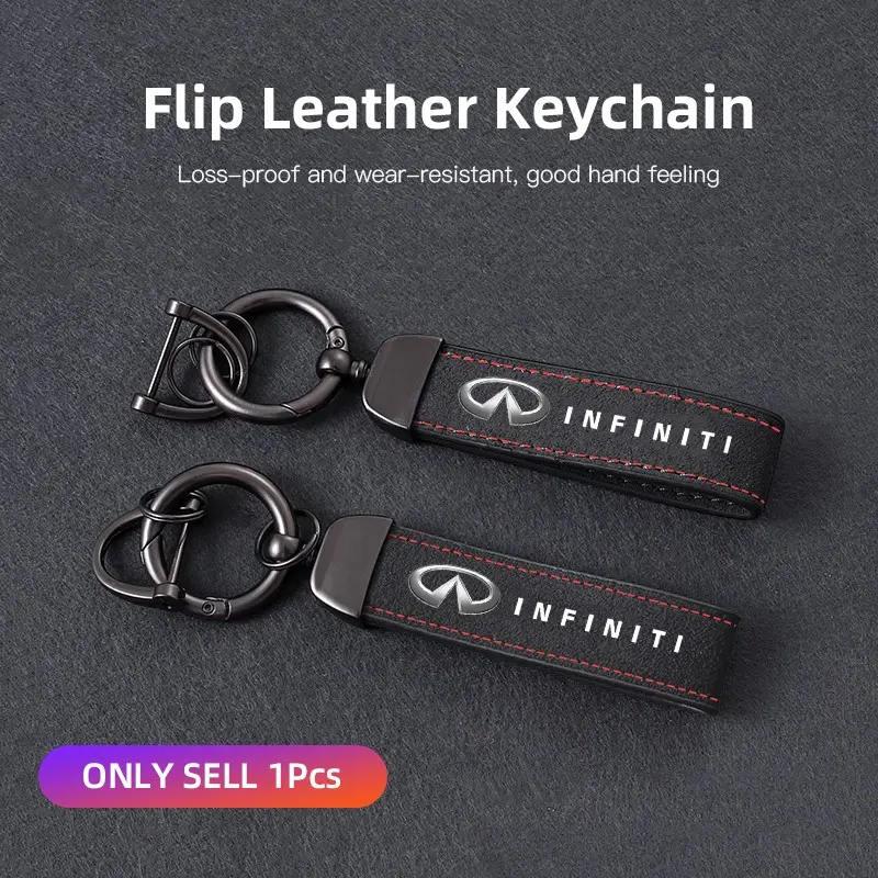 Premium Vintage Suede Leather Car Keychain Durable Metal Car Key Ring For Infiniti QX55 QX50 QX60 QX80 Q50 Q70L Q60 Q30 Q70 QX70 QX30 Leather Print Keychain