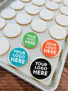 Edible Photo Cookies, Set of 12 Personalized Edible Logo Cookies, Customizable Printed Vanilla Sugar Cookie, Highly Detailed Edible Image!