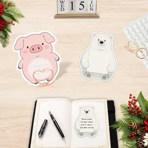 YOOMA Polar Bear & Pig Sticky Notes, Kawaii Memo Pads for Daily Planning, Perfect for Daily Planner, Reminders,Sticky Notes for Daily Convenience and Quick Notes, 100-Pack with100pcs Stickers+3pcs Mental Note Card Clip, Cute Animal Notepads