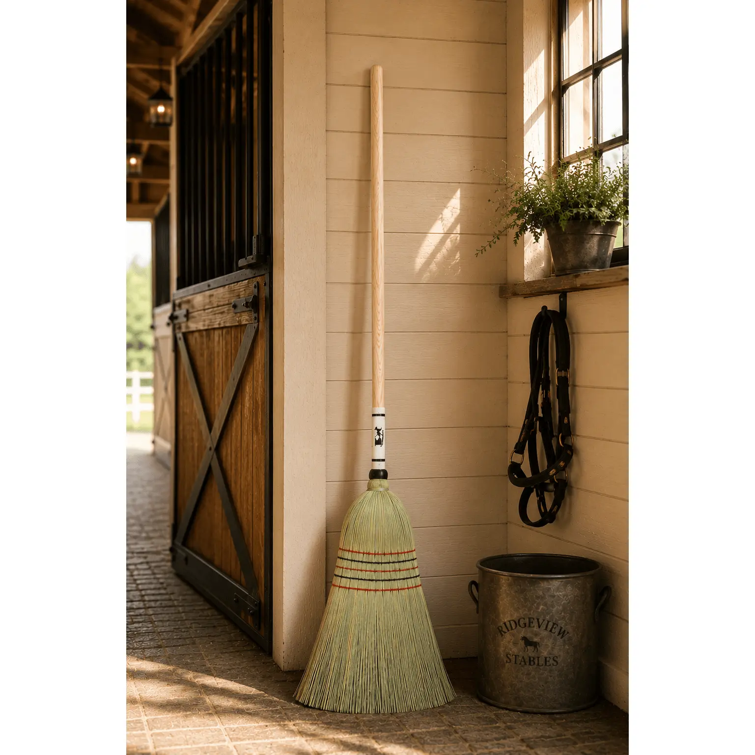 AUTHENTIC AMISH BARN BROOM - Extra Heavy Duty Corn Straw & Solid Hardwood
