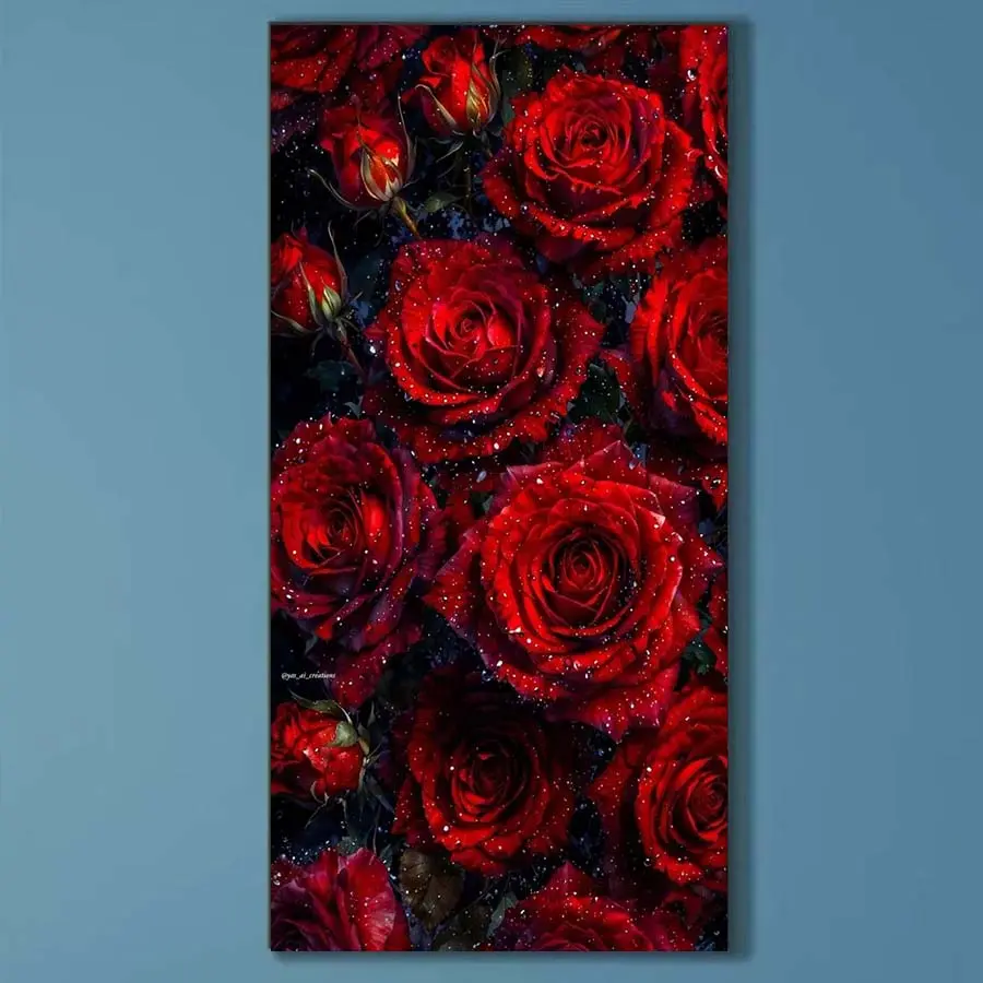 1 set of DIY diamond painting kit, 5D diamond art set, DIY decoration red roses, shimmering gloss, layered bloom. Mosaic, diamond art, DIY art home decor. Diamond Pattern Design