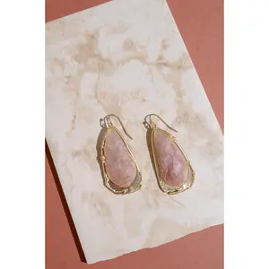 Fluid Teardrop Pink Gemstone Statement Earrings