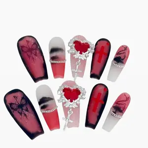 E13 Spice Girl Premium Red Warnail Wind Detachable wearable nail finish handmade fake nails winter season
