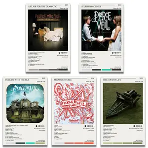 Pierce The Veil Poster 5pcs Includes Poster Putty Band Posters Music Album Cover Posters Unframed: 08x12inch(20x30cm)