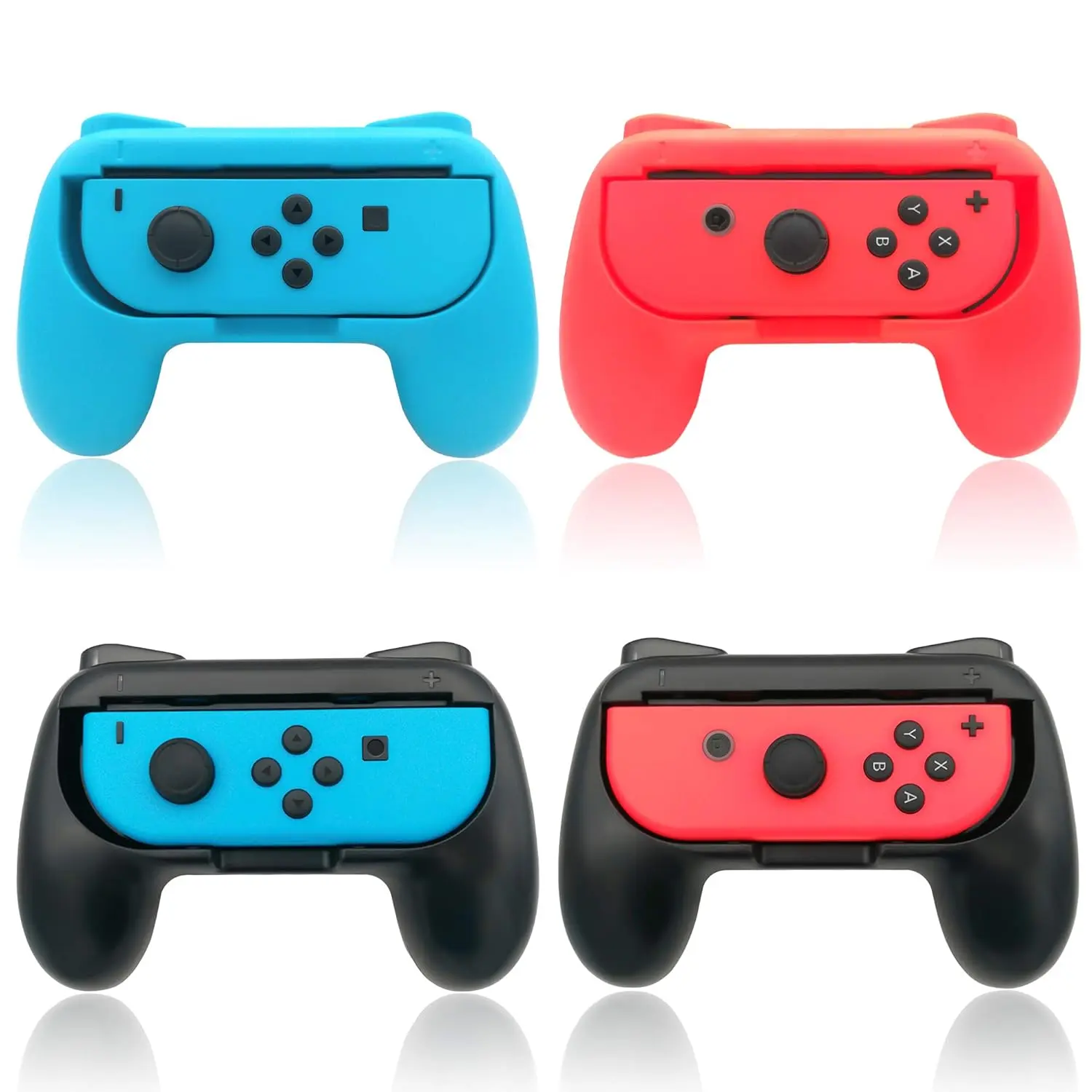 Hand Grips for  and  OLED JoyCons, Hand Grips Controllers for  Joy Con and  OLED Model 20214 Pack (Black-Blue-Red)