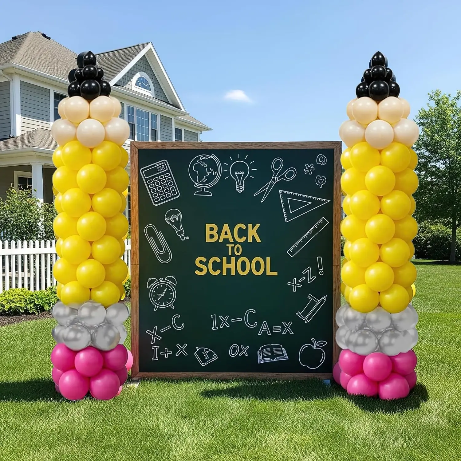 180-Piece Back to School Pencil Balloon Garland Kit for Classroom, Kindergarten & Graduation Decor