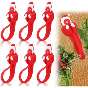 5 PCS Christmas Garland Hanger for Mantle Garland Hooks, Christmas Wreath Ties, Fireplace Stocking Holder, Silicone Adhesive Wreath Hooks for Fireplace Mantle, Stairways Banister (White)