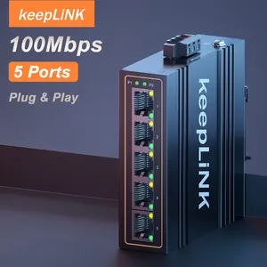 KeepLiNK KP-9000-45-5TXm Industrial 5-Port 10/100 Mbps Ethernet Switch | Rugged Metal Housing IP40 | DIN-Rail Mount | Wide Temperature Range