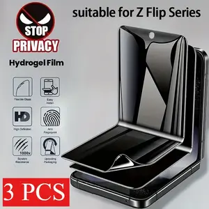 3pcs The anti-peeping folding screen water gel film is suitable for GALAXY Z FLIP 6/Galaxy Z Flip 5/Galaxy Z Flip 4/Galaxy Z Flip 3 It can be folded 180°, Smooth surface, preventing others from peeping, Protection, mobile phone screen protector