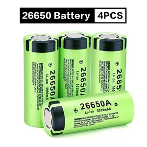【4 PCS】5000mAh Rechargeable Lithium Original 26650 Lithium Battery High capacity Battery 3.7V-4.2V Compatible with LED Flashlight, Remote Control Power Bank, Headlamp, Apartment Essentials, Home Tool, Assembled Battery
