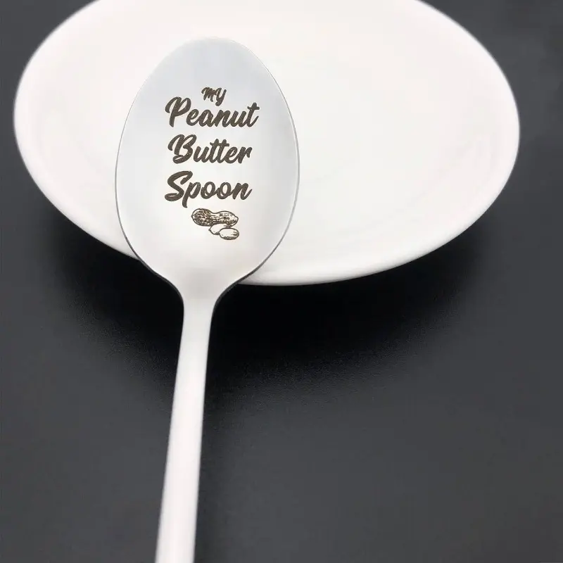 1pc My Peanut Butter Spoon, Fun Kitchen Utensil Gift for Peanut Butter Lovers, Ideal for Birthdays & Holidays, Perfect for Everyday Use, Tea Spoon, Dessert Spoons, Stainless Steel Cutlery