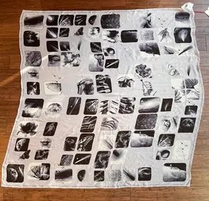 Pre-owned ALEXANDER MCQUEEN Celestial Sky Black Printed Silk Large Scarf