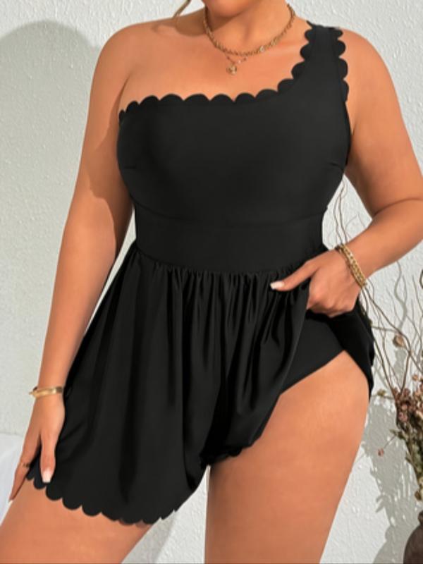 Women's Plus Size Fashion Elegant Solid Color Nightclub Style Slimming Backless One-Piece Swimsuit, Plain Pattern, Slim-Fitting, Swimdress Swimsuits