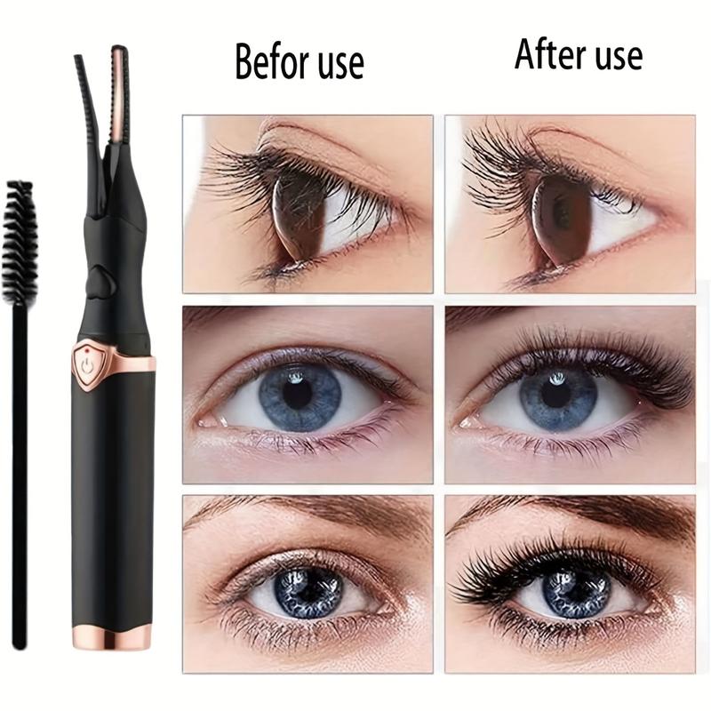 2-in-1 Heated Eyelash Curler - USB Rechargeable Clip-Type and Built-in Comb Heated Lash Curler - 3 Different Temperature Modes Quick and Long-Lasting Curl Effect