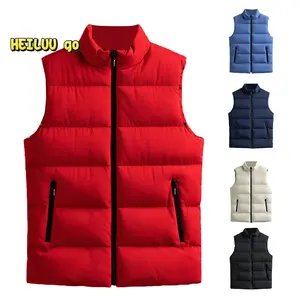 Men´s Puffer Vest Solid Color Stand Collar Quilted Waistcoat Fall Winter Casual Outdoor Sleeveless Padded Jacket Coat