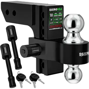 Rhino USA Adjustable Trailer Hitch (2.5-Inch Receiver) - Heavy Duty Aluminum Tow Hitches with 6-Inch Drop/Rise for Truck (18,500 LBS GTW) Rhino USA Adjustable Trailer Hitch (2.5-Inch Receiver) - Heavy Duty Aluminum Tow Hitches with 6-Inch Drop/Rise for Truck (18,500 LBS GTW)