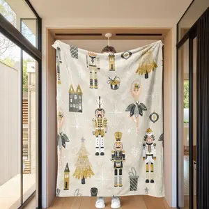 Soft Flannel Blanket with Nutcracker Print, Cozy Throw for Home Decor, Nap & Air Conditioning Use, Perfect Christmas Gift Idea