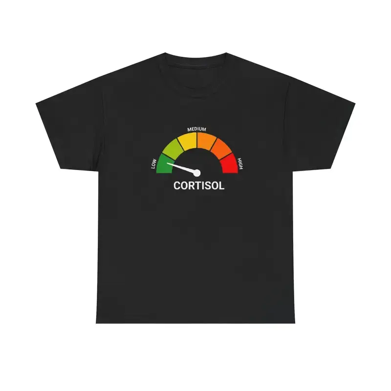 Men's Low Cortisol Level Gauge Print T-Shirt - Menswear Casual, Breathable Polyester Fabric, Seamless Cut, All-Seasons Classic Tee