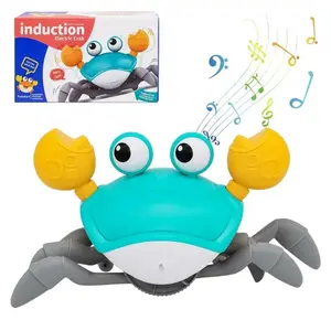 1*Induction Crab Toy (with Box) for 0-3 Years Babies, Dancing Escape Crawling Interactive Battery-Operated Toy with Cool Lights, Thanksgiving Gift, All Seasons Classic Novelty Stress Relief Item