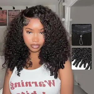 Tinashe 6x5 Burmese Curly C Part With Baby Hair Pull & Go Burmese Curly Short Wig With Spiral Curly Ends Lace Closure Glueless Wig Side Part Human Hair Wig