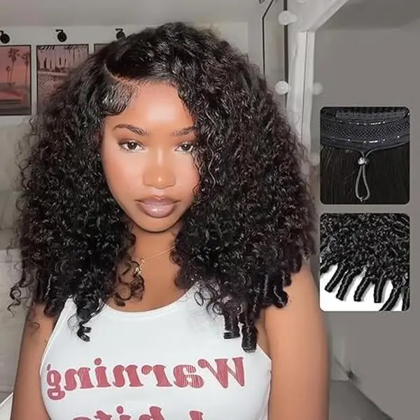 Tinashe 6x5 Burmese Curly C Part With Baby Hair Pull & Go Burmese Curly Short Wig With Spiral Curly Ends Lace Closure Glueless Wig Side Part Human Hair Wig
