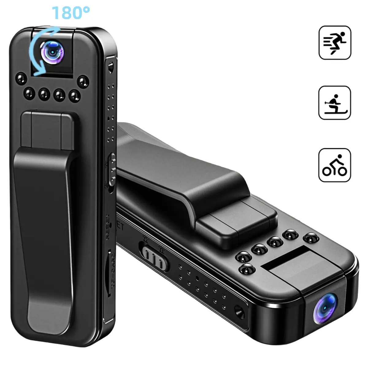 Handheld Camera Recorder,180° Rotatable Video Camera,1080P HD Action Camera,USB Rechargeable,Video&Video Blog,Portable Sport DV,Wearable Body Camera,Black Camera,Hands-Free Back Clip,Streaming Camera,Portable Camcorders,Video Recording Camera