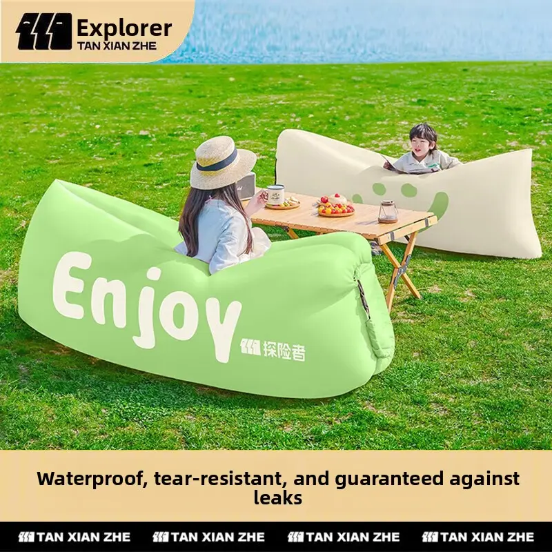 Portable Inflatable Lounger Air Sofa, Waterproof Tear-Resistant Outdoor Bed for Camping and Light Hiking, Quick Inflation with No Pump Needed, Hiking / Light Outdoor, Portable Bed Solutions, Unisex, Picnics, Foldable, Outdoor Camping