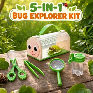 5pcs Kids Bug Catcher Set, Includes Cage, Tweezers, Magnifier, Bottle, Bug Clip, Portable Nature Exploration Kit, Educational Outdoor Toy