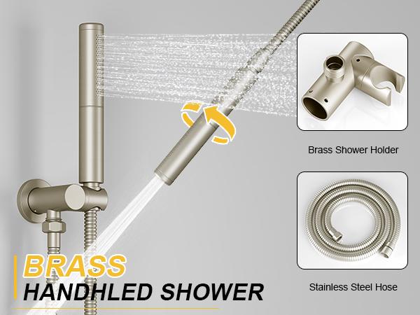 BESy Shower System with 10 Inch Round Rain Shower Head and Handheld Wall Mounted, High Pressure Rainfall Shower Faucet Fixture Combo Set with 2 in 1 Handheld Showerhead for Bathroom, Matte Black wall mount rain shower
