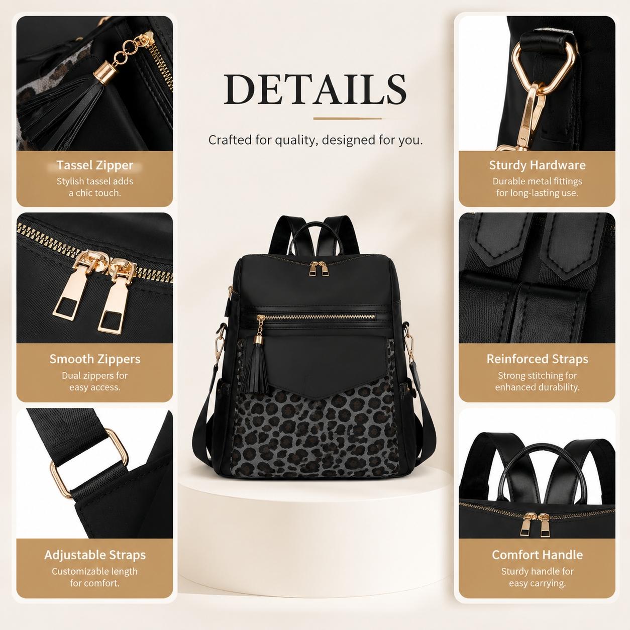 New Anti-Theft Oxford Cloth  For Women, Versatile Convertible Daypack Wearable As  Or Single Shoulder Bag, Trendy  Appearance, Ideal For School Learning, Daily Commute, City Shopping And Short  Outdoor Trips tiktokshopbacktoschool