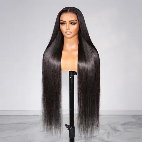 Women's 36 inch Megalook 13x6 Glueless HD Lace Frontal Wig - Wigs Human Hair, 250% Density Adjustable Ear-To-Ear Natural Hairline, Skin-Melted Silky Straight, Drawstring Included, Pre-Everything Design for Protective Styling & Pre-Styling Needs