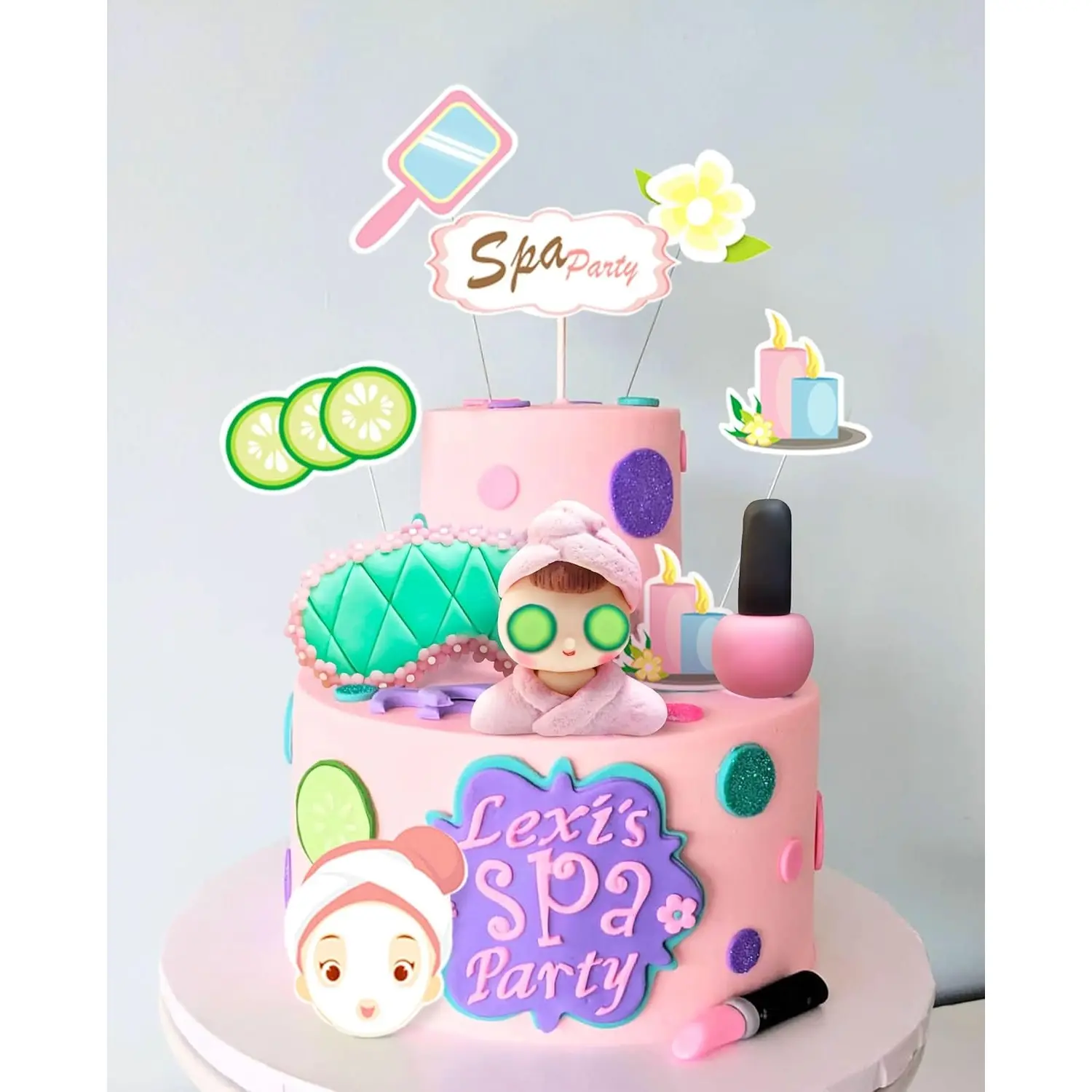 Spa Party Cake Topper Spa Party Cake Decoration Eye Mask Cake Topper Spa Party Supplies Spa Party Favors Spa Party Cupcake Toppers Nail polish Cake Topper