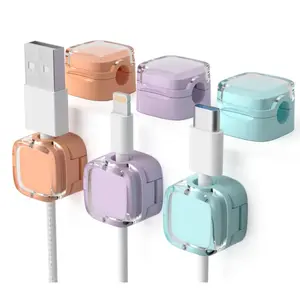 Magnetic Cable Clips, Adjustable Cord Holder Management, Non-Slip Adhesive Wire Keeper Organizer for Home Office Desk Phone PC Car Wall Desktop Nightstand Appliance (6-Pack Crystal color)