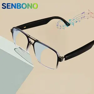 SENBONO Senbono Smart Glasses, Multifunctional Transparent Lens Glasses, Touch Control Wireless Glasses for Women, Smart Eyewear, Smart Glasses for Men & Women