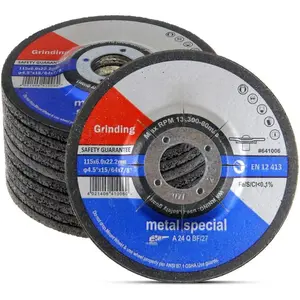 Grinding Wheels 10-Pack, Aluminum Oxide Discs for Metal & Stainless Steel, 4-1/2" x 1/4" x 7/8", Aggressive Grinding for Angle Grinders, Depressed Center Design