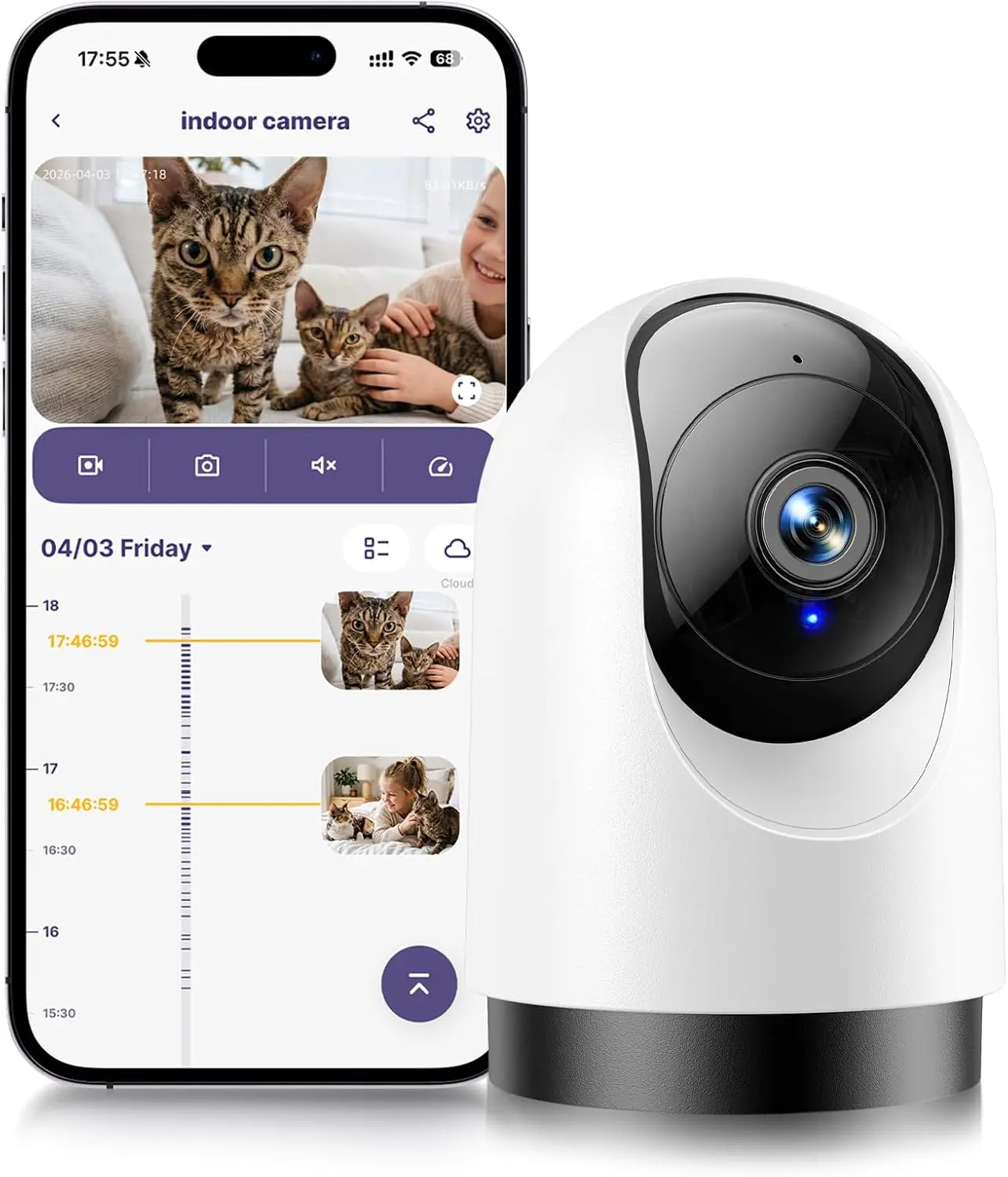 2K Indoor Camera, 5G Wi-Fi Baby Monitor Pet Camera w/Motion Tracking 360° 5G Wi-Fi Baby Monitor & Pet Camera with Auto Tracking, 2-Way Audio, Night Vision