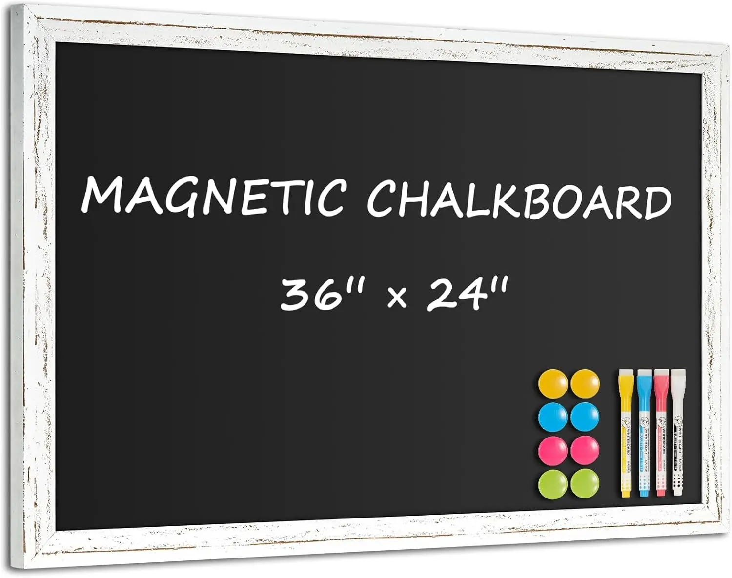 Chalk Board 36x24 Rustic Wood Framed Magnetic Blackboard for Wall Décor | Rustic Wood Chalkboard, Magnetic Blackboard Wall, Wall Mounted Kitchen Menu, Farmhouse Home Classroom, Durable Easy Clean
