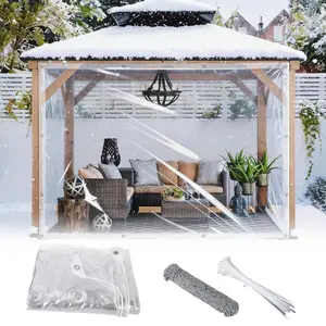 Clear Tarp Heavy Duty Waterproof, 14Mil-8ftx20ft Tear-Resistant Transparent PVC Tarp with Grommets & Ropes & Cable Ties, Windproof Enclosure for Greenhouse, Chicken Coop, Patio, Garden and Outdoor