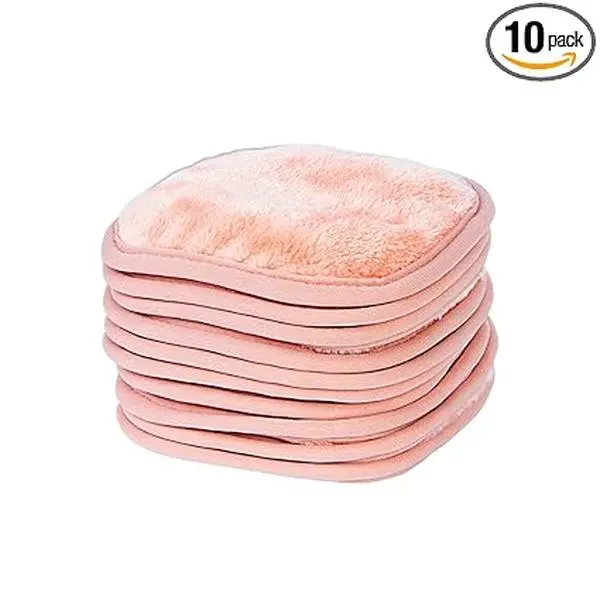 Reusable Makeup Remover Cloths, Soft Microfiber Face Towels for All Skin Types 5"x5", Coral, 10-Pack